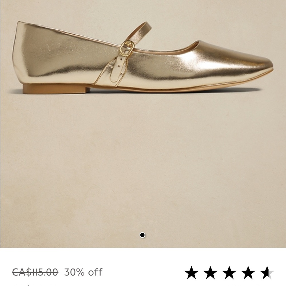 New in Box - Banana Republic Gold Maryjane Ballet Flat / Loafer Size 7